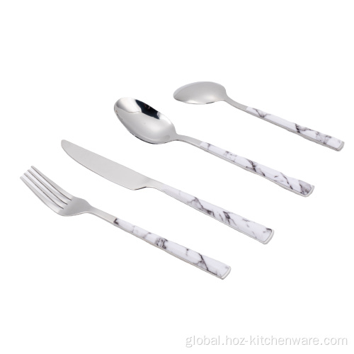 Marbling Plastic Handle Cutlery Set Flatware Stainless Steel Marbling Plastic Handle Cutlery Set Supplier